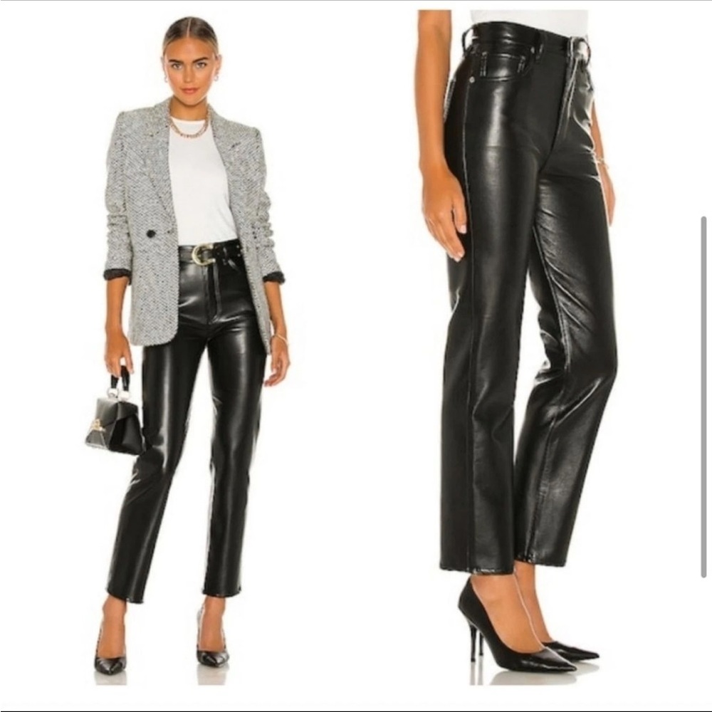 Agolde Raily Black Leather Pants Size 25